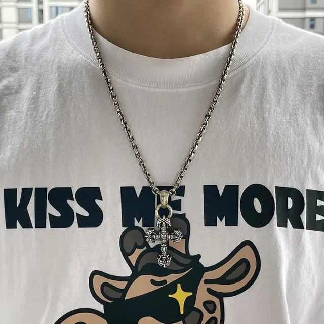 Chrome Hearts Ornate Fleur de Lis Cross Silver Necklace 7