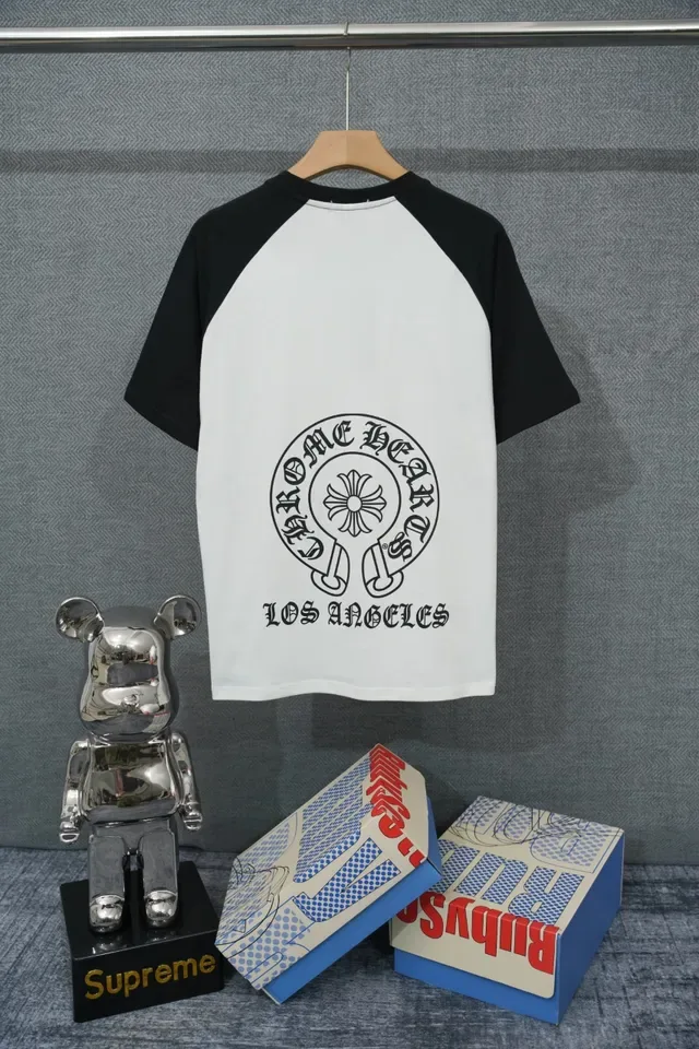 Chrome Hearts Raglan Sleeve Embroidered Logo White and Black T-Shirt 2