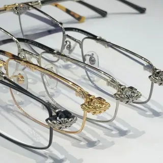 Chrome Hearts Silver Gold Rimless Ornate Metal Hinges Optical Glasses
