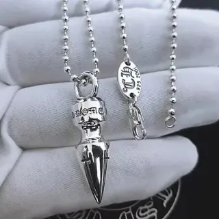 Chrome Hearts Spike Pendant Silver Ball Chain Necklace