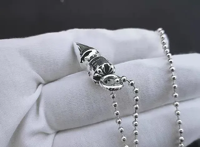Chrome Hearts Spike Pendant Silver Ball Chain Necklace 3