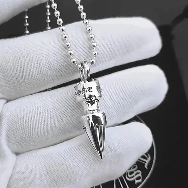Chrome Hearts Spike Pendant Silver Ball Chain Necklace 4