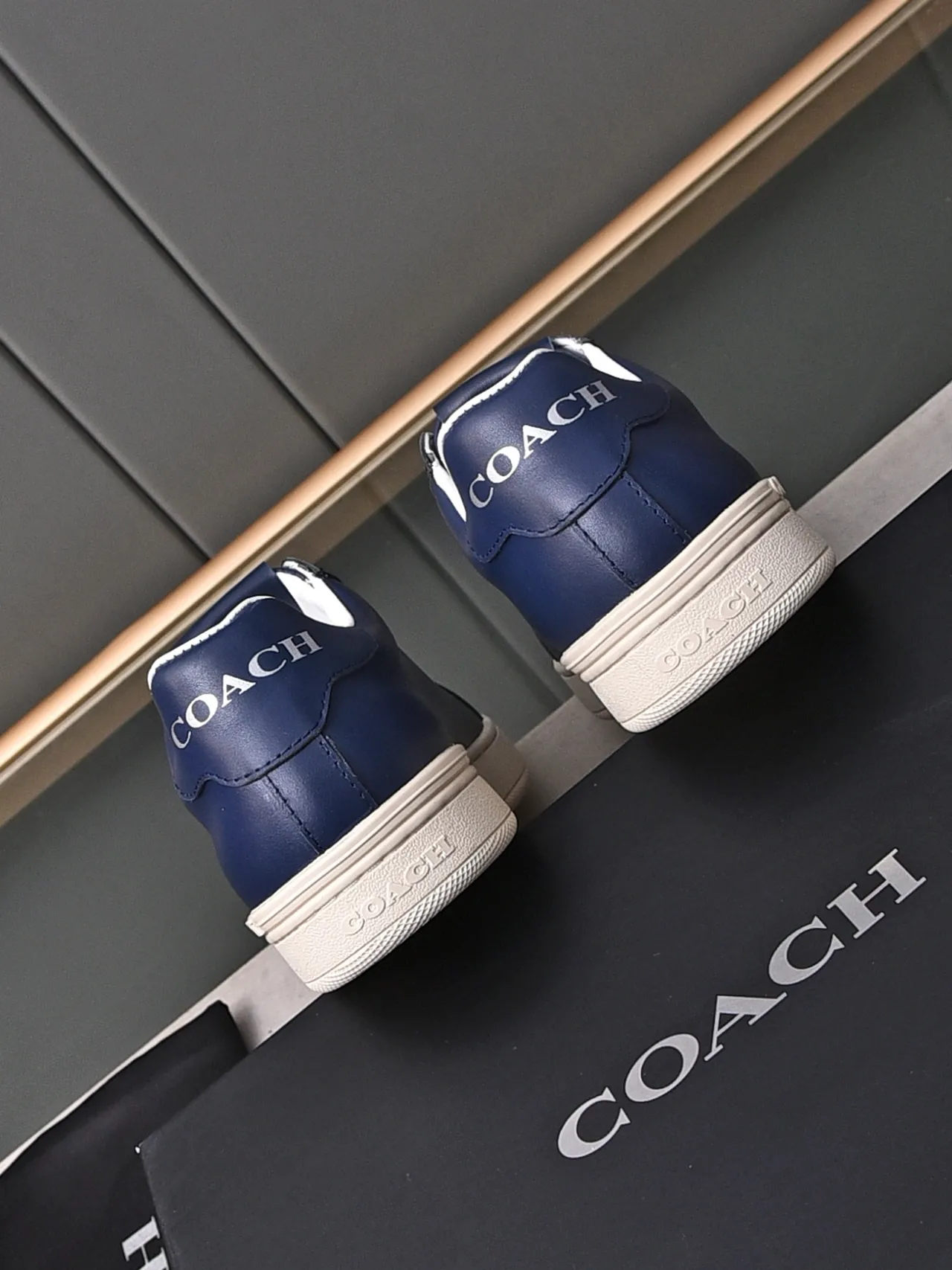 Coach Navy Leather Low-Top Lifestyle Sneakers 3