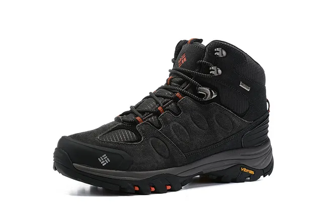 Columbia Black Gray High-Top Waterproof Hiking Boots 8