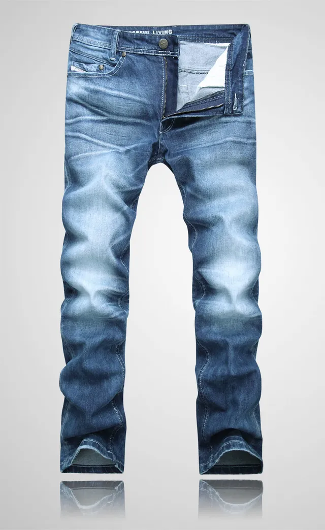 Diesel Slim-Straight Washed Blue Jeans 4