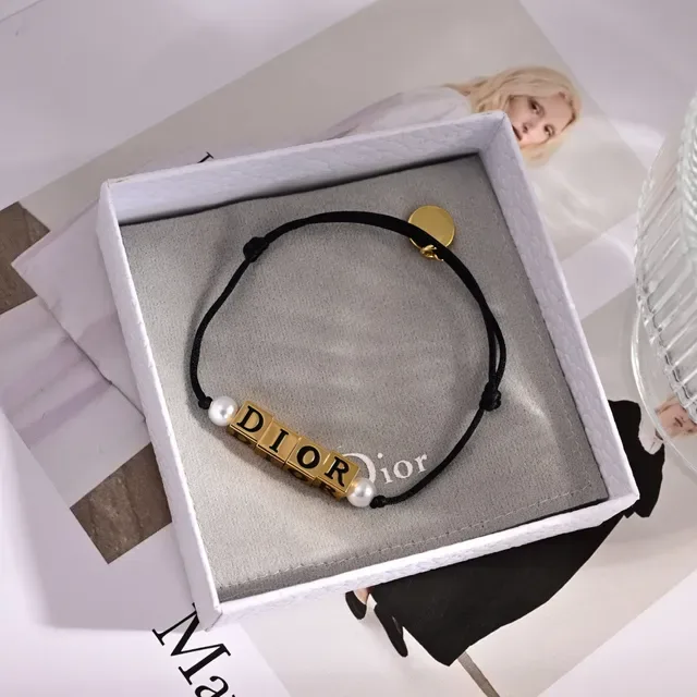 Dior AMOUR Black Gold Corded Letter-Cube Bracelet 1