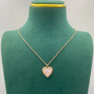 Dior Amour Gold Pink Chain Heart-Shaped Pendant Necklace