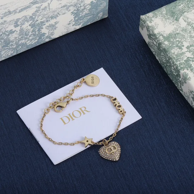 Dior Amour Gold Silver Chain Pavé Crystal Heart Pendant Necklace 4