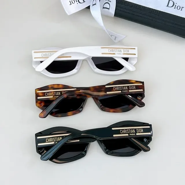 Dior 棱角几何光泽黑色太阳镜 4