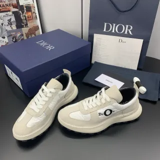 Dior B23 بيج أبيض مواد مختلطة علوية سول منصة سميكة حذاء رياضي أسلوب حياة
