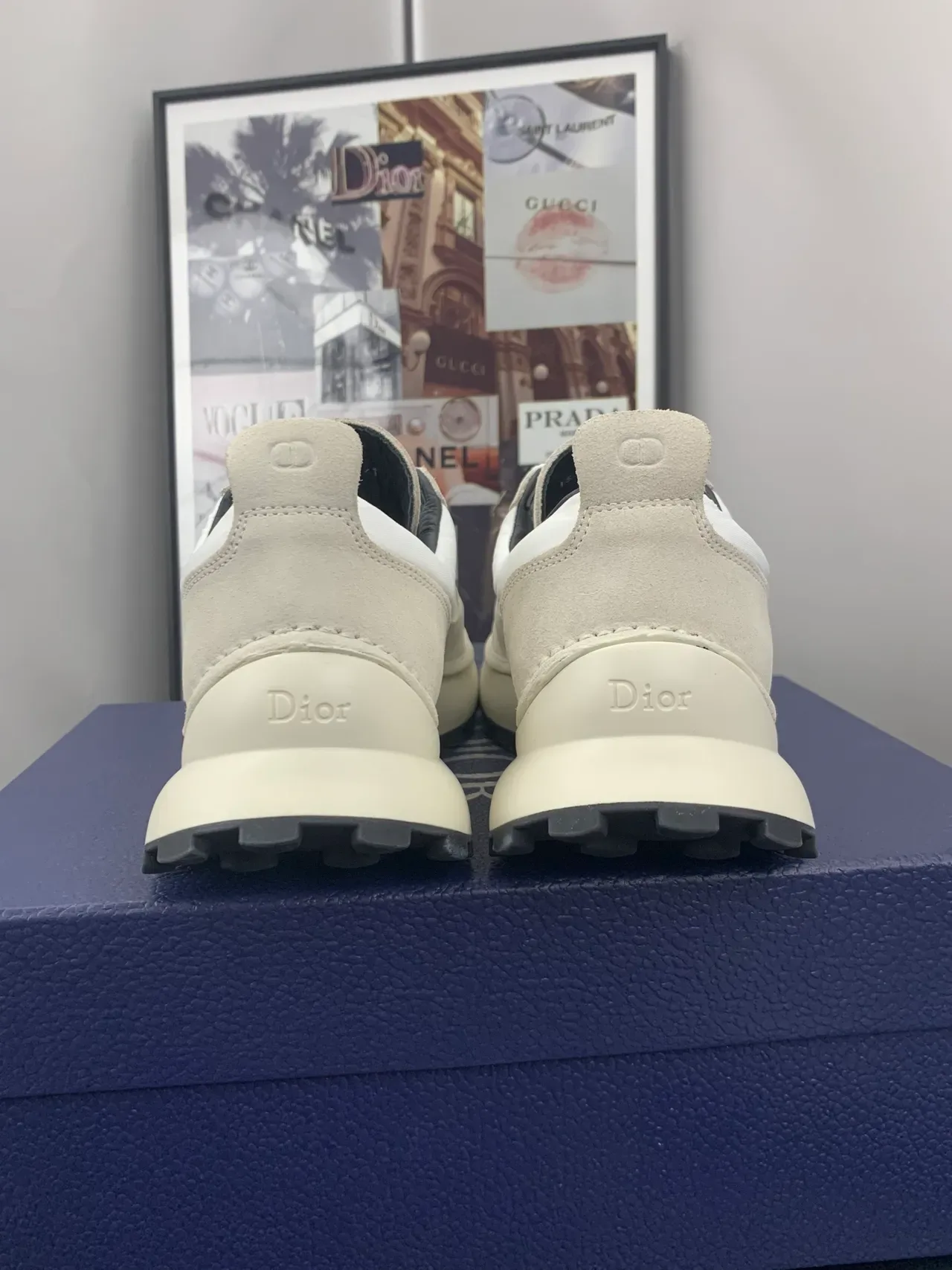 Dior B23 Beige White Mixed-Material Upper Thick Platform Sole Lifestyle Sneakers 2