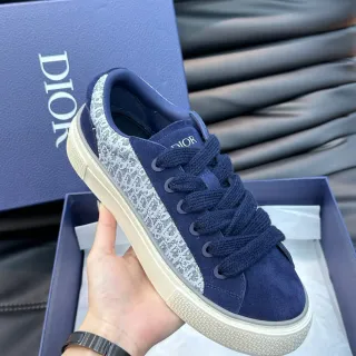 Dior B23 Navy Blue and Gray Monogram Platform Lifestyle Sneakers
