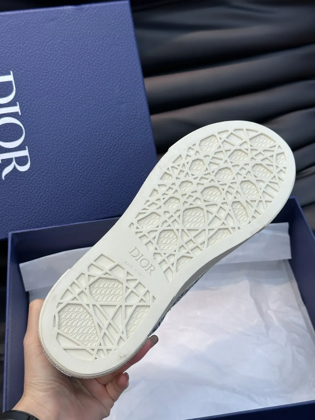 Dior B23 Navy Blue and Gray Monogram Platform Lifestyle Sneakers 2