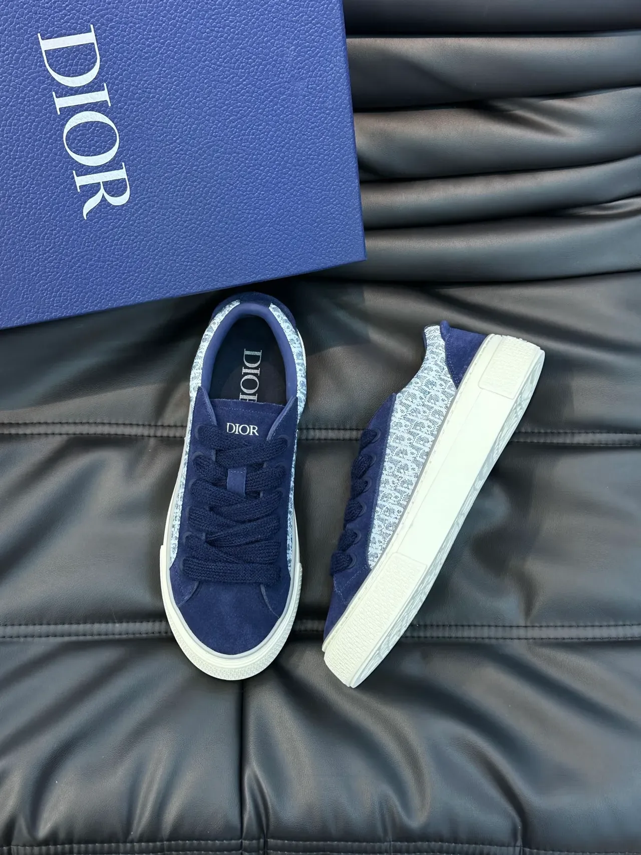 Dior B23 Navy Blue and Gray Monogram Platform Lifestyle Sneakers 5