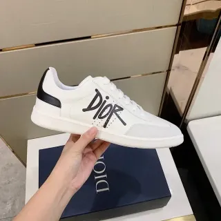 Dior B23 White and Black Script Logo Lifestyle Sneakers