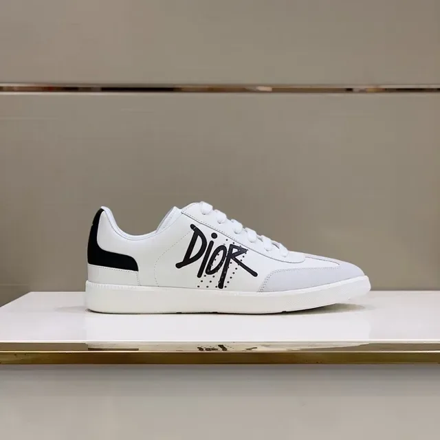 Dior B23 White and Black Script Logo Lifestyle Sneakers 5