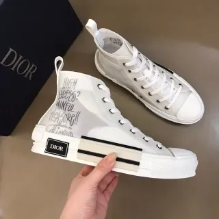 Dior B23 White Black High-Top Transparent Mesh Upper Lifestyle Sneakers