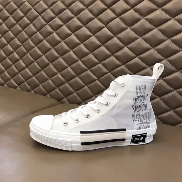 Dior B23 White Black High-Top Transparent Mesh Upper Lifestyle Sneakers 4