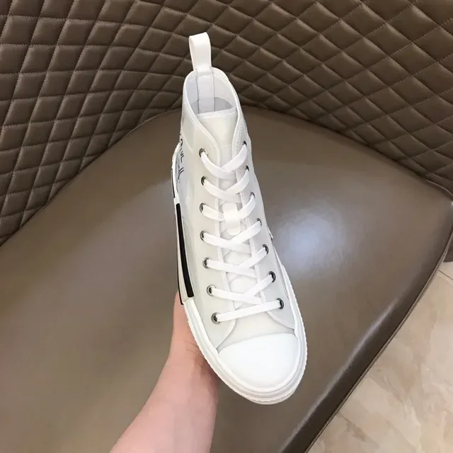 Dior B23 White Black High-Top Transparent Mesh Upper Lifestyle Sneakers 6