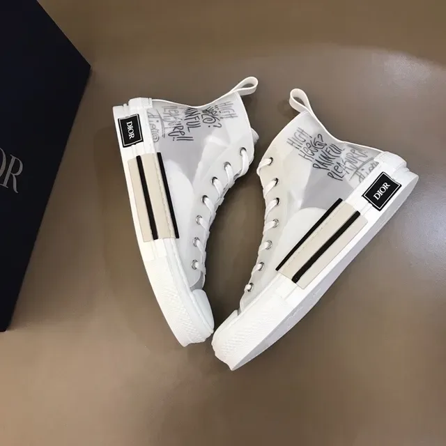 Dior B23 White Black High-Top Transparent Mesh Upper Lifestyle Sneakers 7