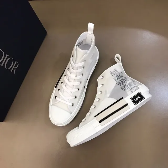 Dior B23 White Black High-Top Transparent Mesh Upper Lifestyle Sneakers 8