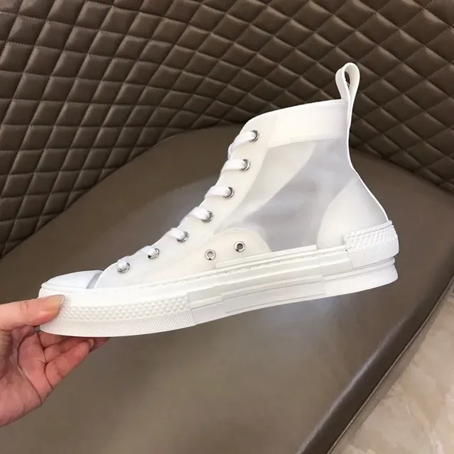 Dior B23 White Black High-Top Transparent Mesh Upper Lifestyle Sneakers 9