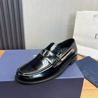 Dior B27 Black Polished Leather Single Strap Loafer