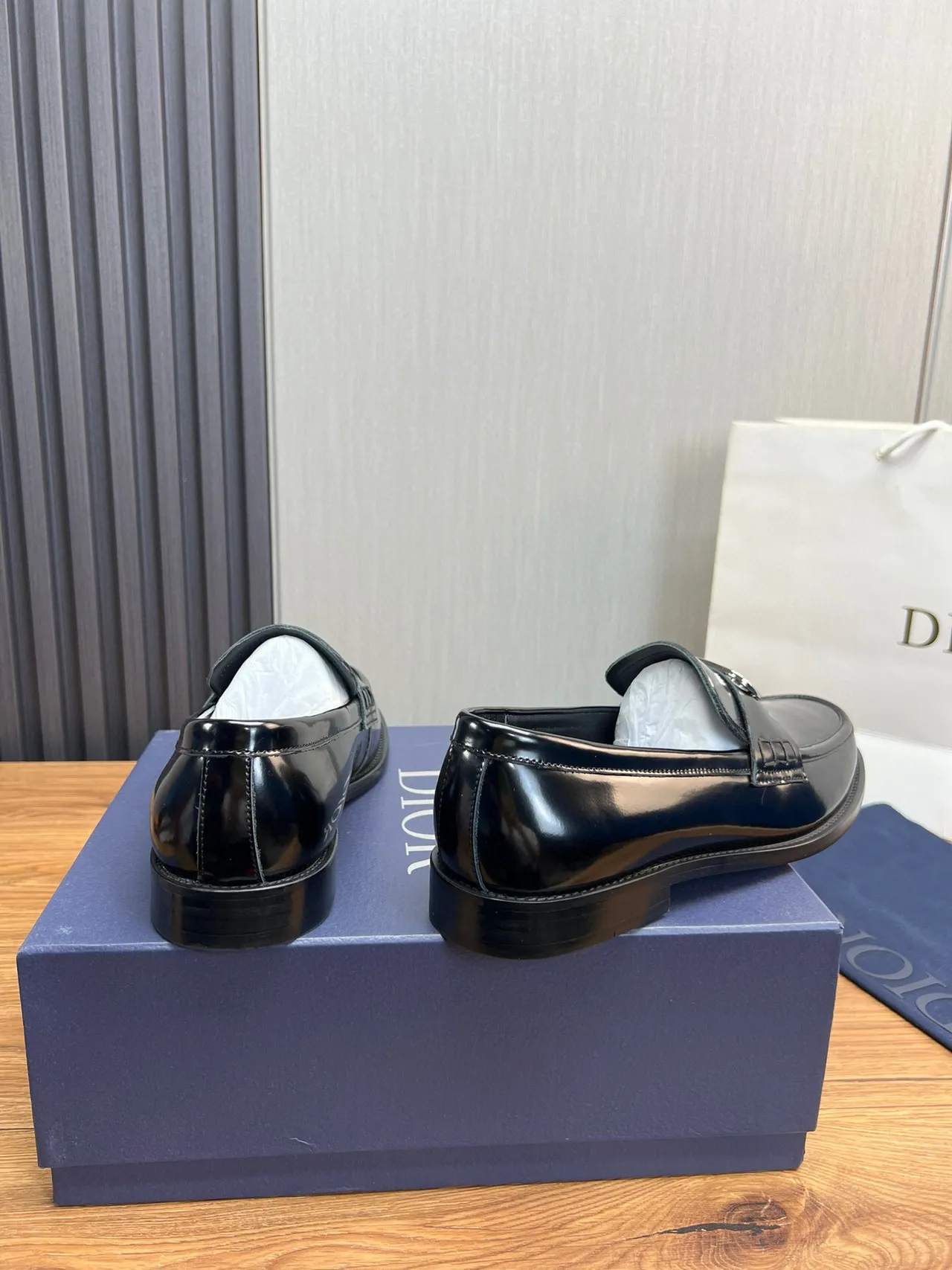 Dior B27 Black Polished Leather Single Strap Loafer 2