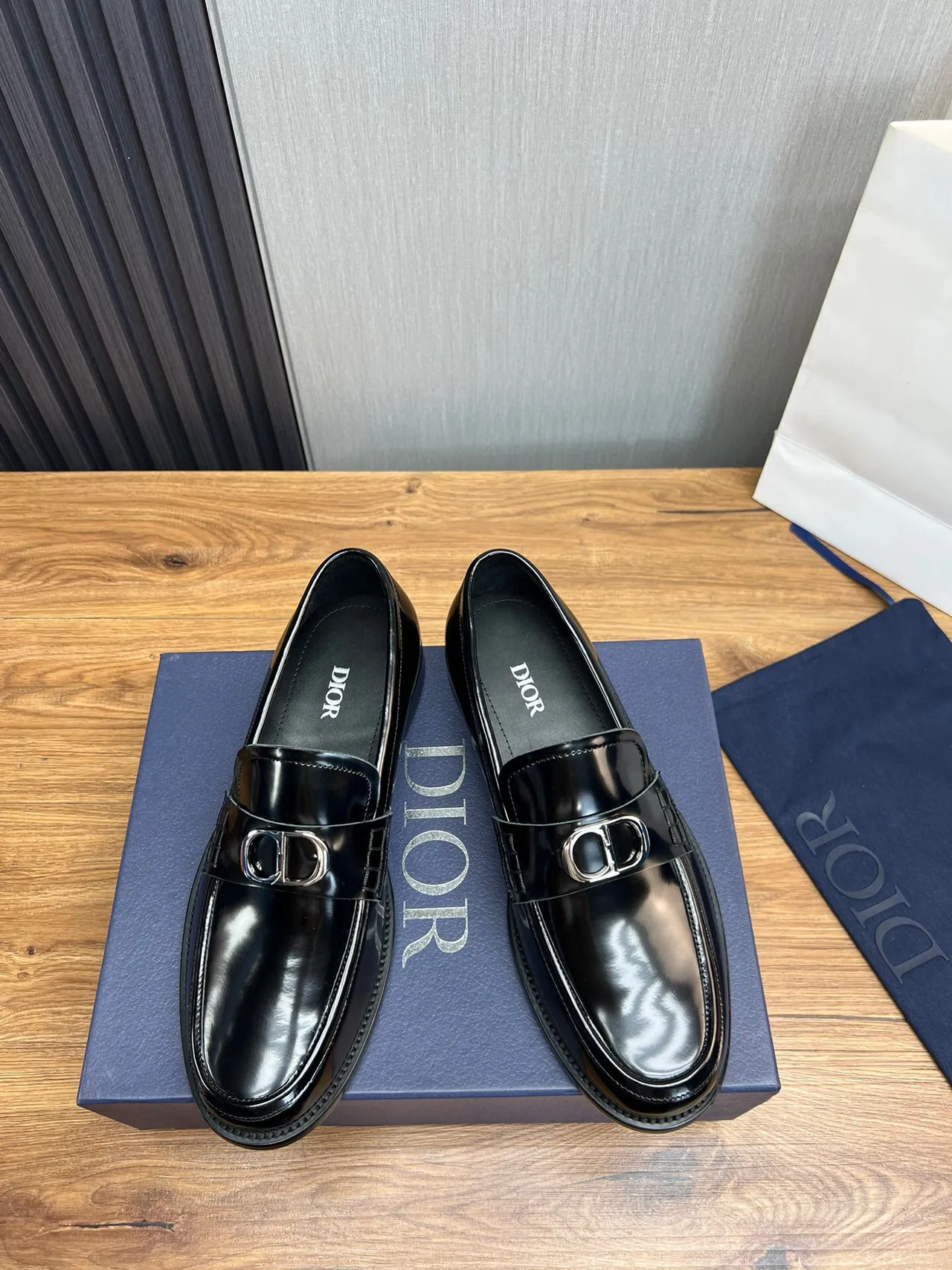 Dior B27 Black Polished Leather Single Strap Loafer 3