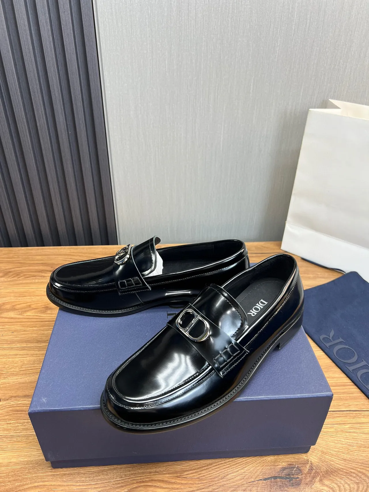 Dior B27 Black Polished Leather Single Strap Loafer 4