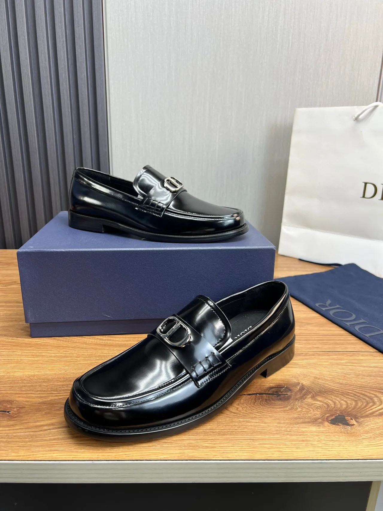 Dior B27 Black Polished Leather Single Strap Loafer 5