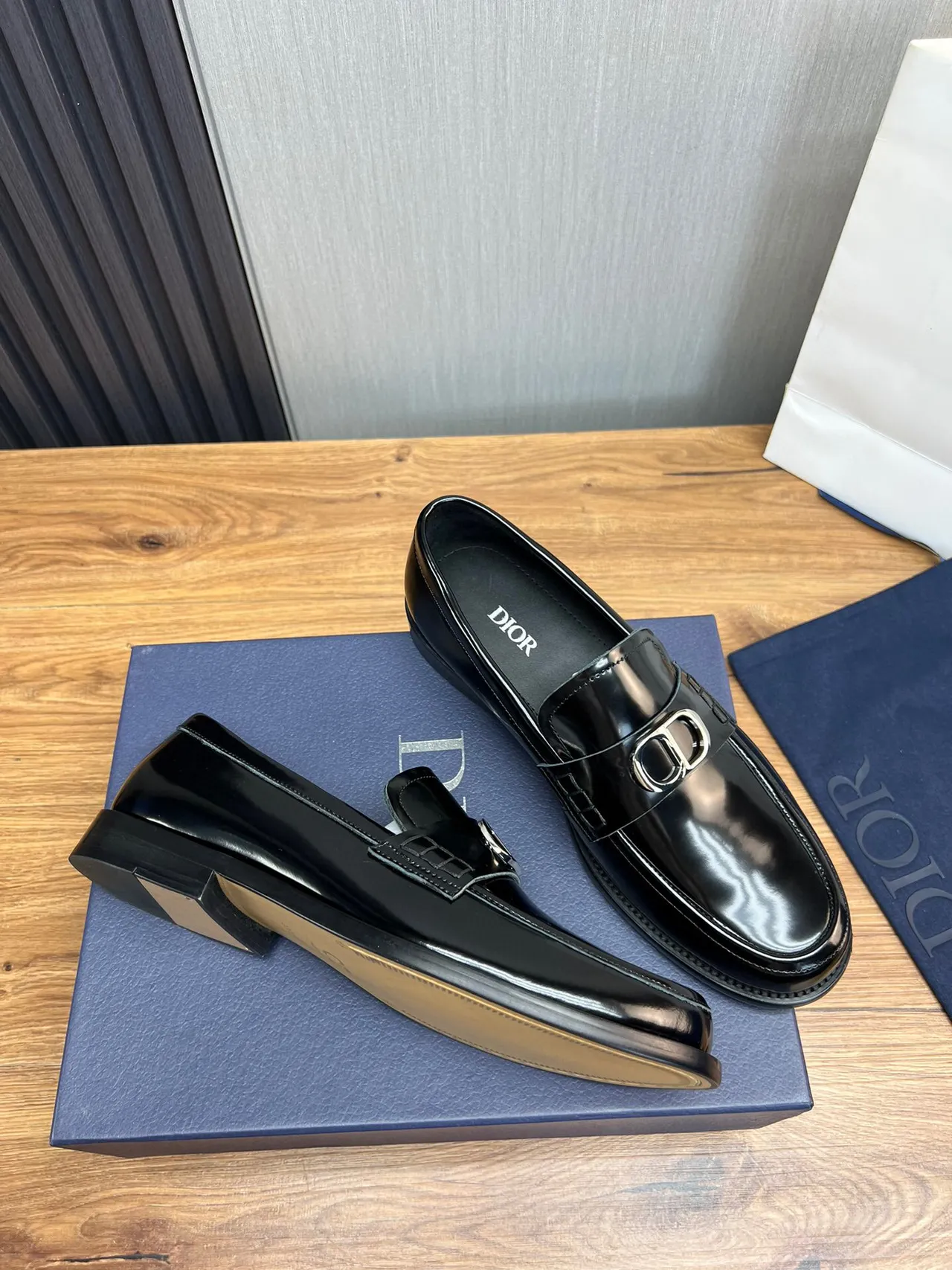 Dior B27 Black Polished Leather Single Strap Loafer 6
