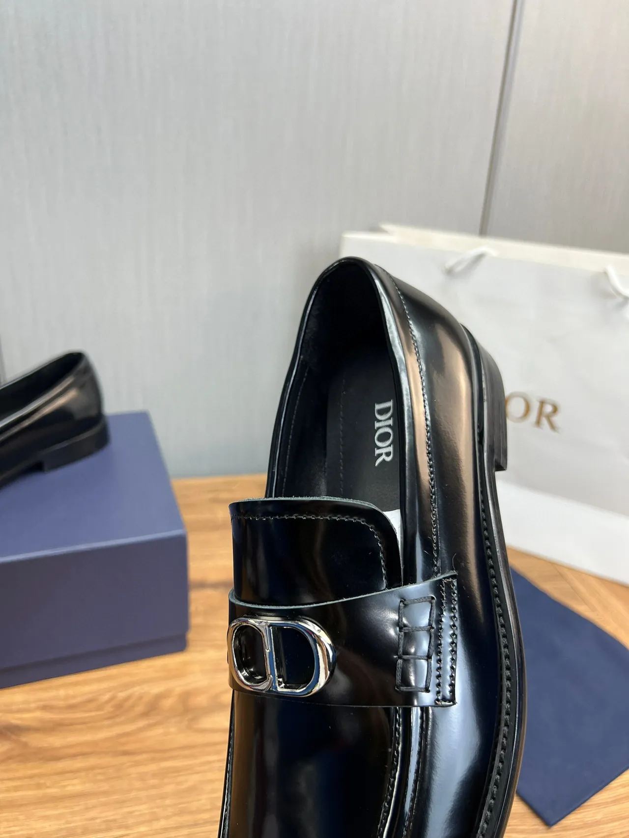 Dior B27 Black Polished Leather Single Strap Loafer 8