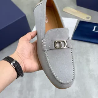 Dior B27 Gray Beige Suede Upper Horsebit Buckle Loafer
