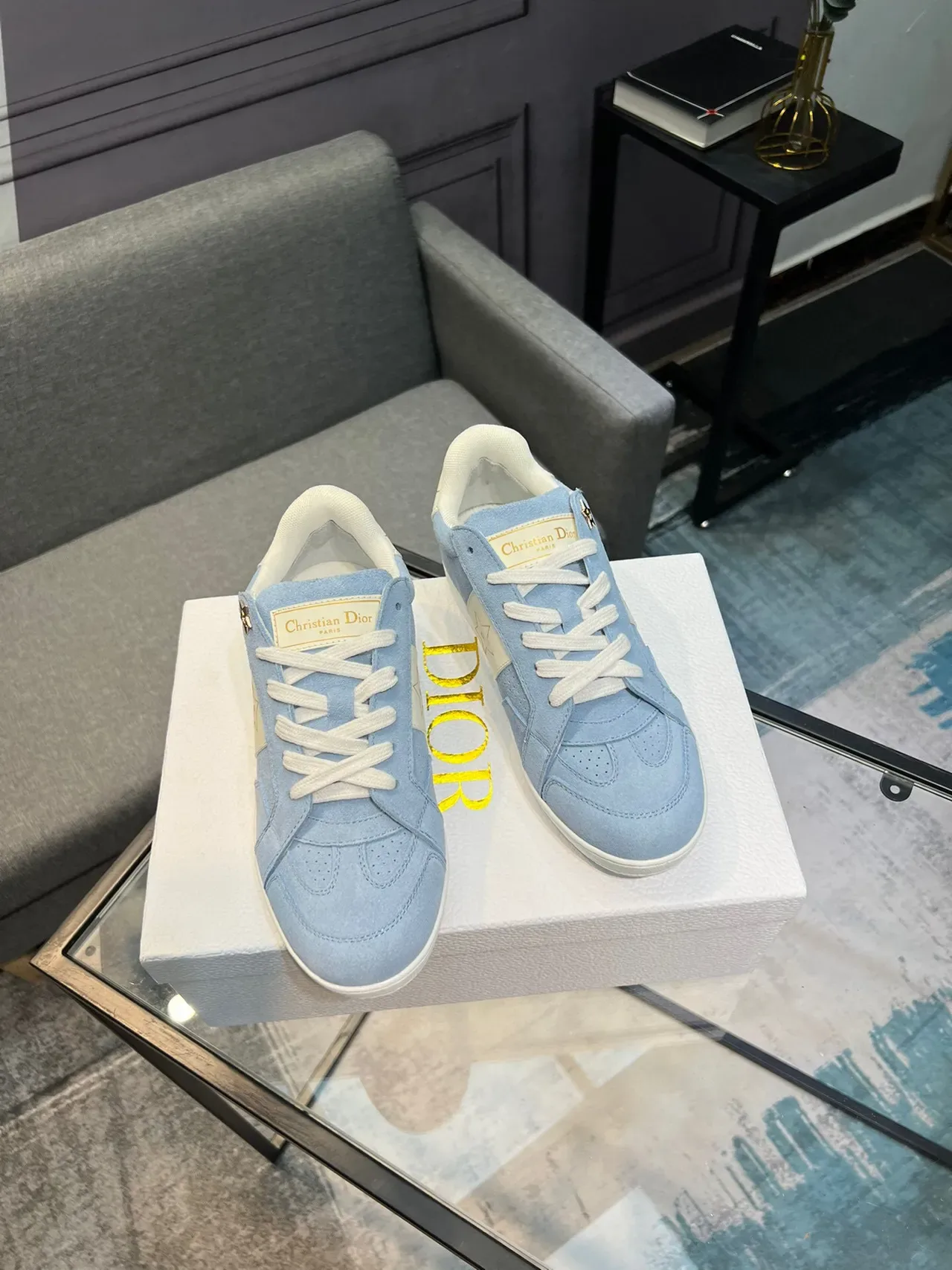 Dior B27 Sneakers lifestyle daim bleu clair motif étoile 5