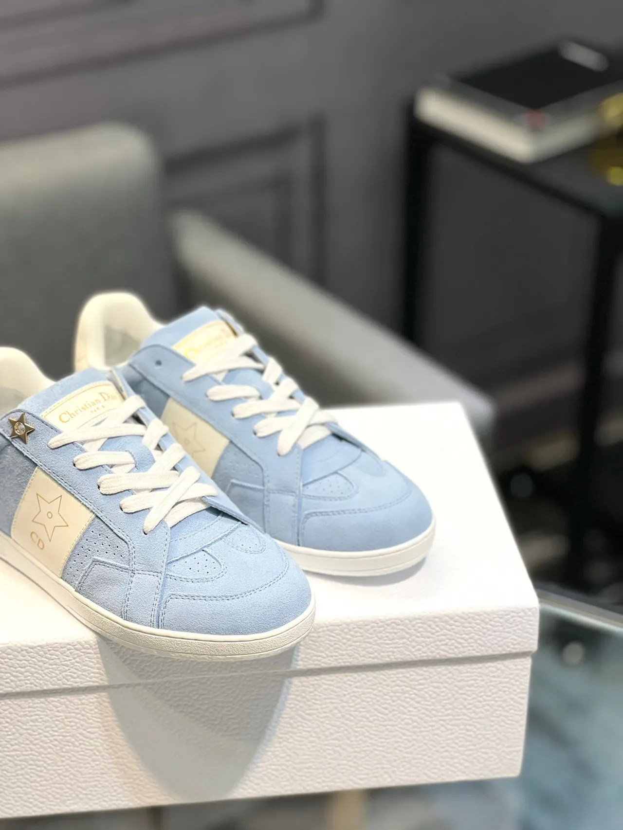 Dior B27 Sneakers lifestyle daim bleu clair motif étoile 8