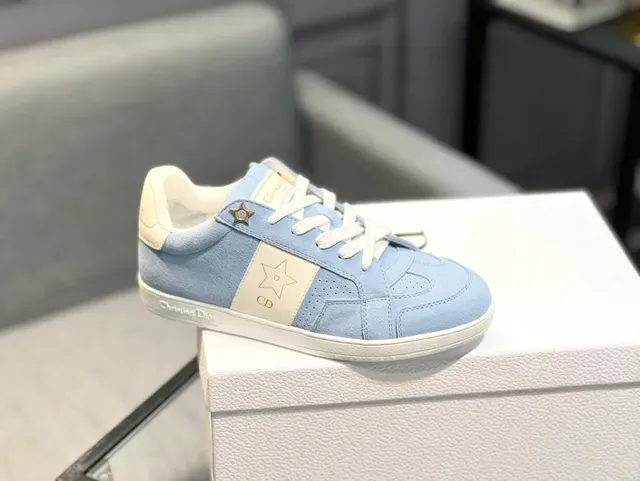 Dior B27 Sneakers lifestyle daim bleu clair motif étoile 9
