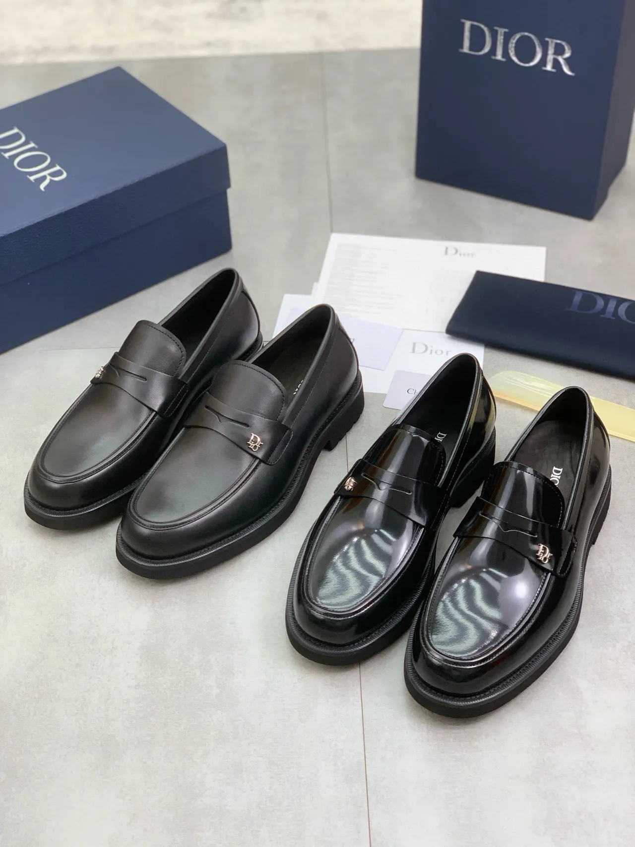 Dior B27 লোফার কালো পলিশড লেদার Penny Loafer 2
