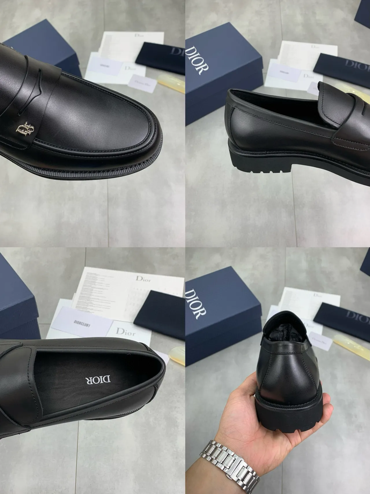 Dior B27 লোফার কালো পলিশড লেদার Penny Loafer 3
