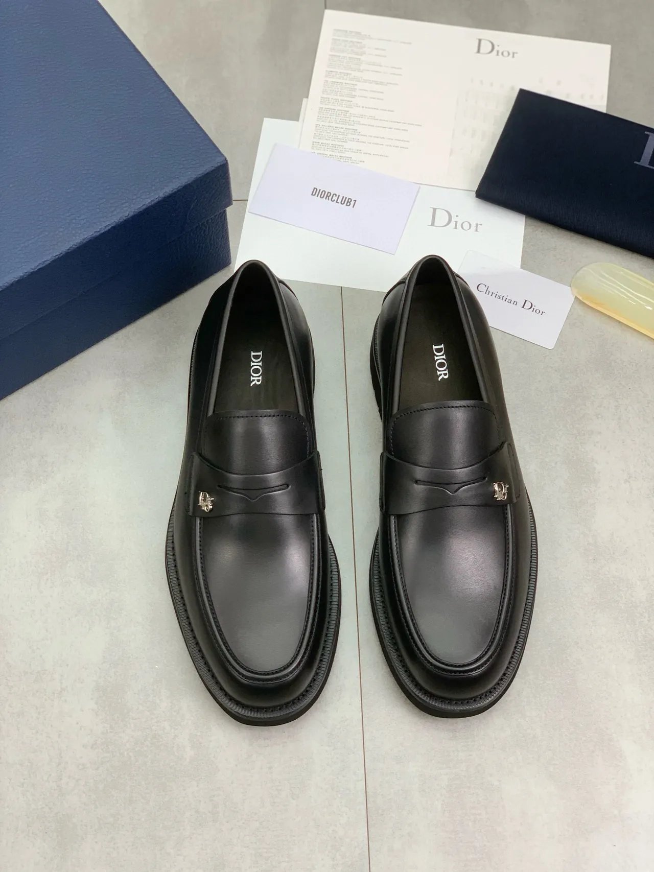 Dior B27 লোফার কালো পলিশড লেদার Penny Loafer 5