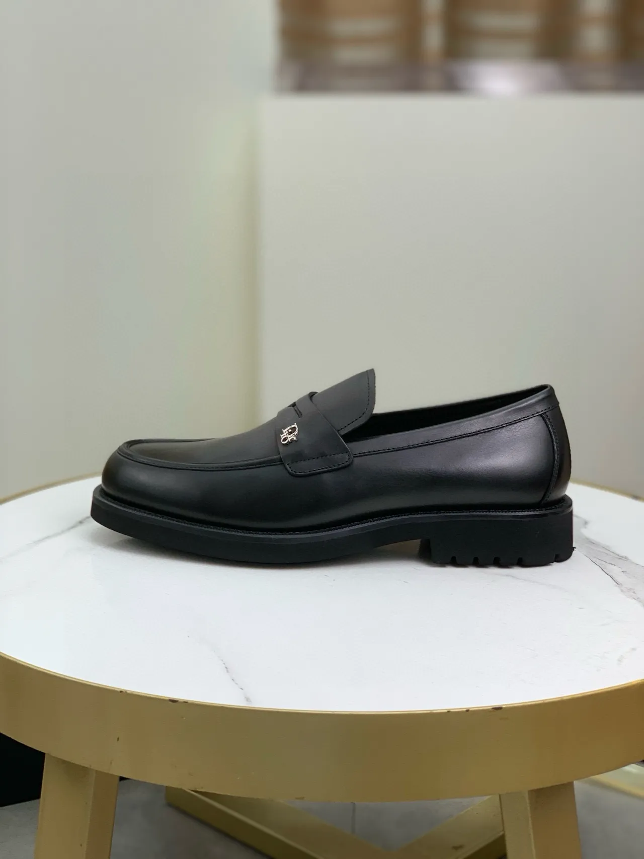 Dior B27 লোফার কালো পলিশড লেদার Penny Loafer 6