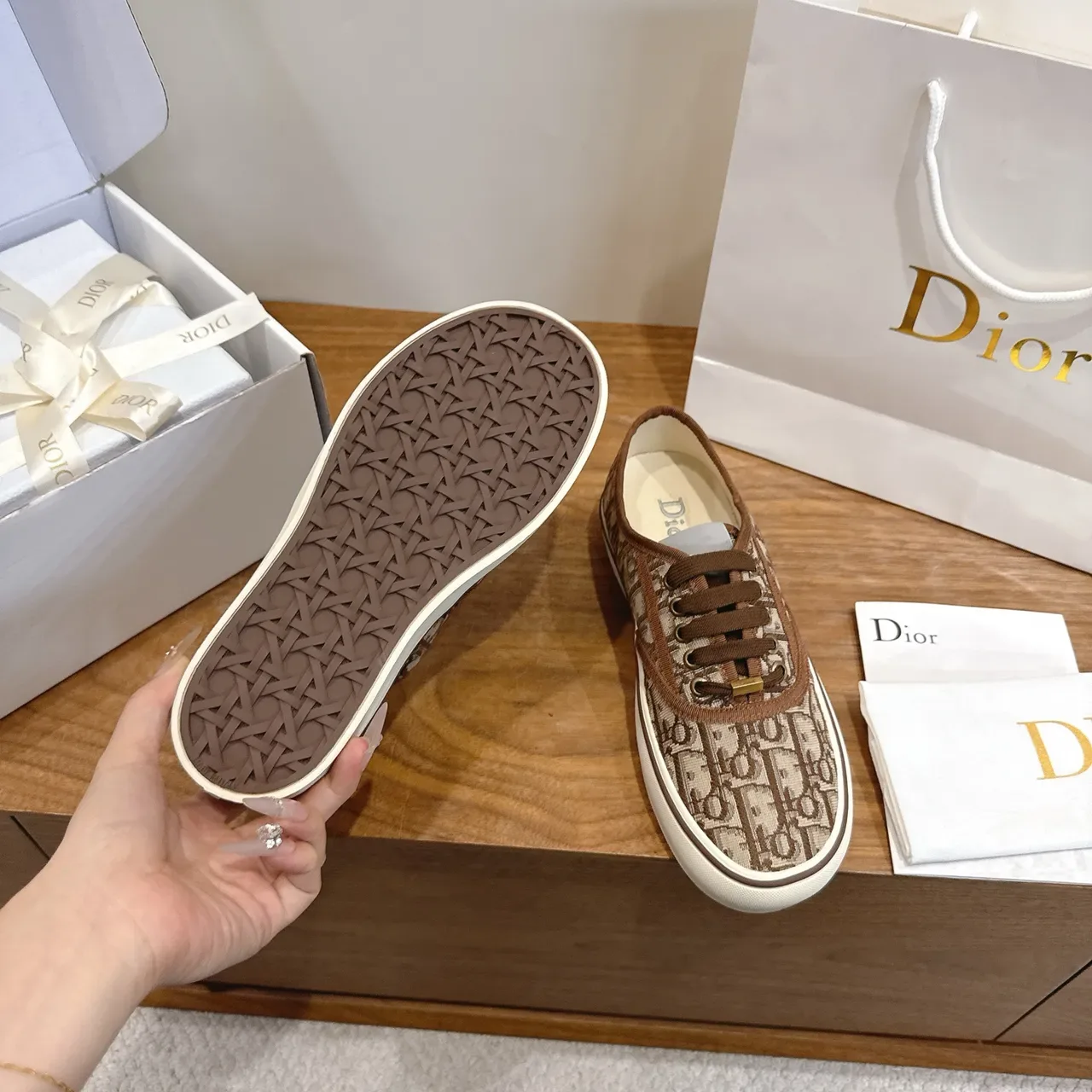 Dior B27 Monogram Canvas Brown Beige Lifestyle Sneakers 2