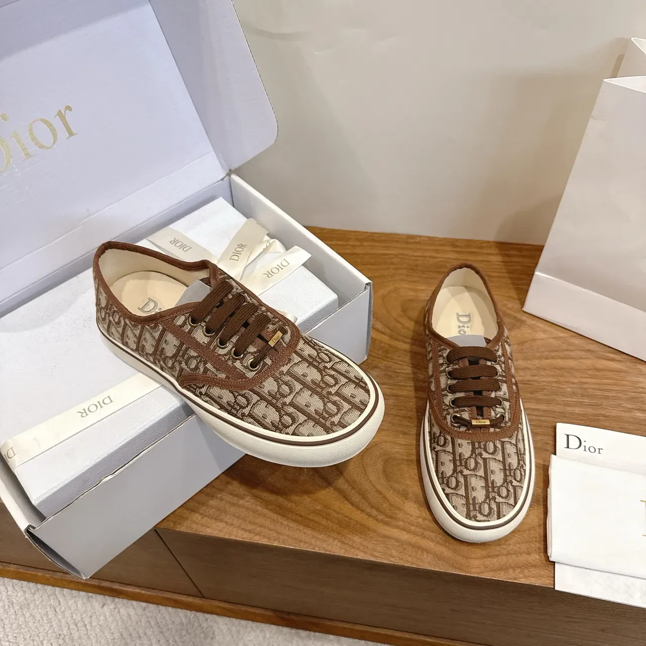 Dior B27 Monogram Canvas Brown Beige Lifestyle Sneakers 4