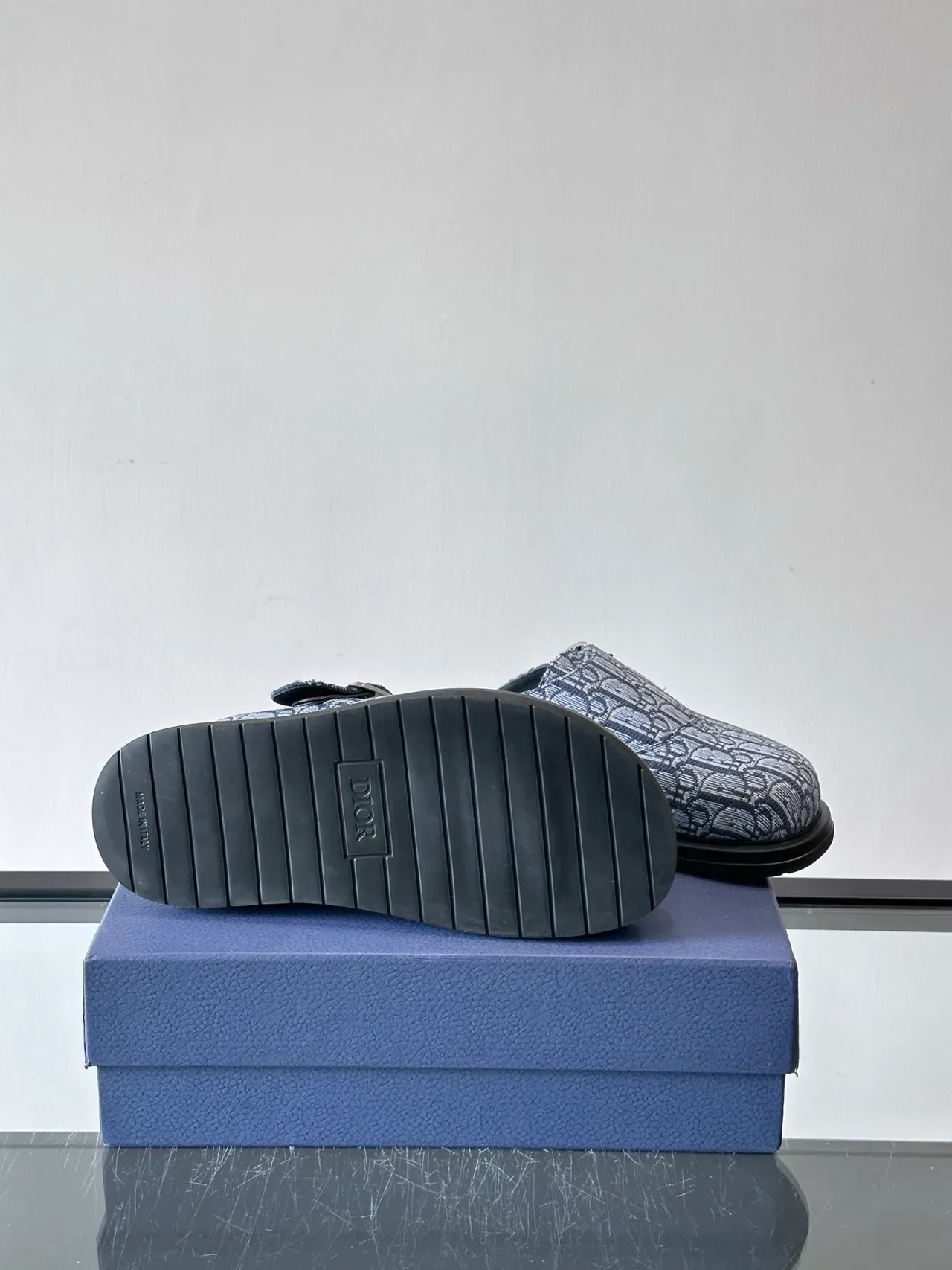 Dior B27 Navy Blue Oblique Jacquard Fabric Buckle Strap Casual Shoes 2