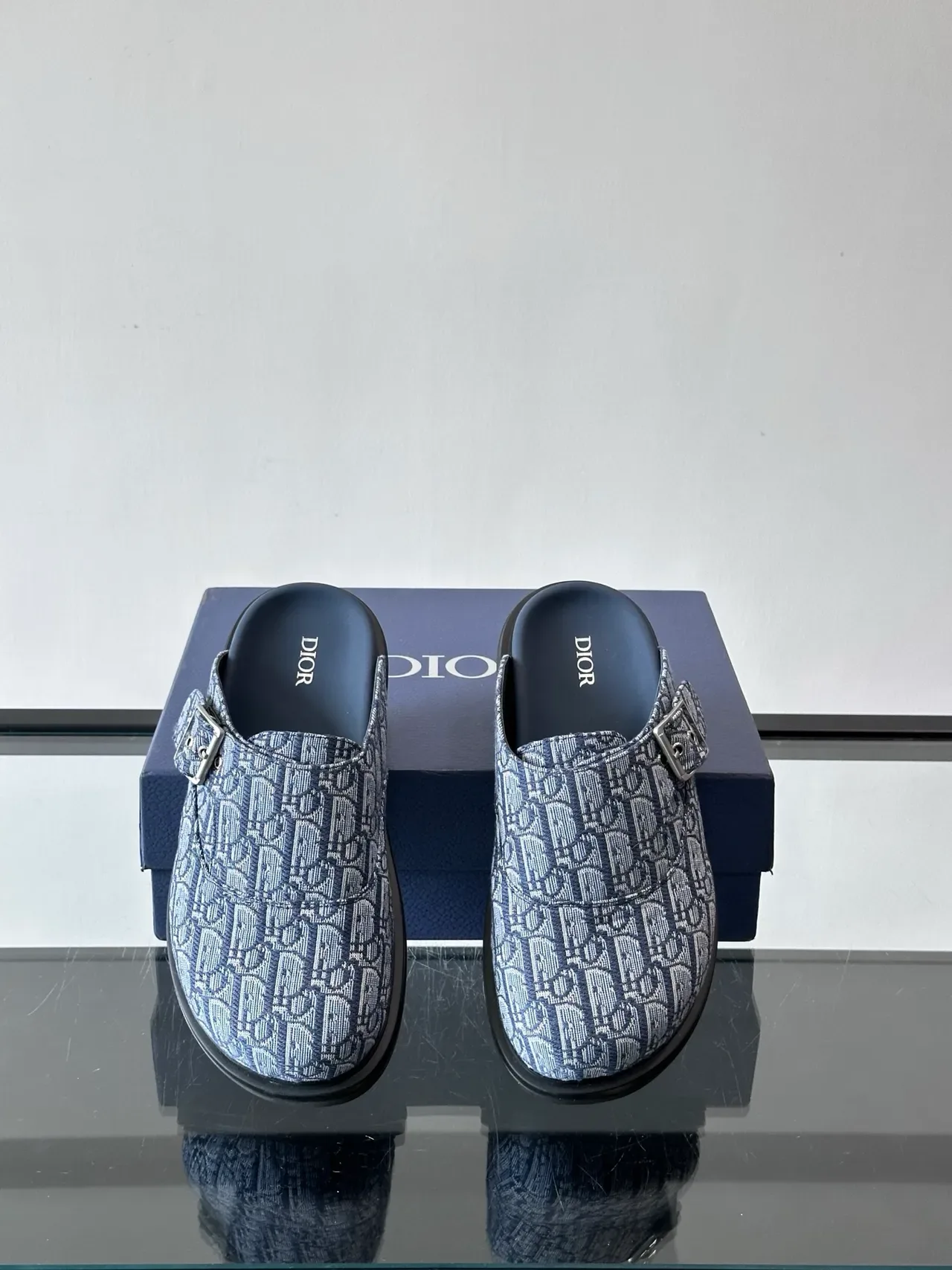 Dior B27 Navy Blue Oblique Jacquard Fabric Buckle Strap Casual Shoes 3