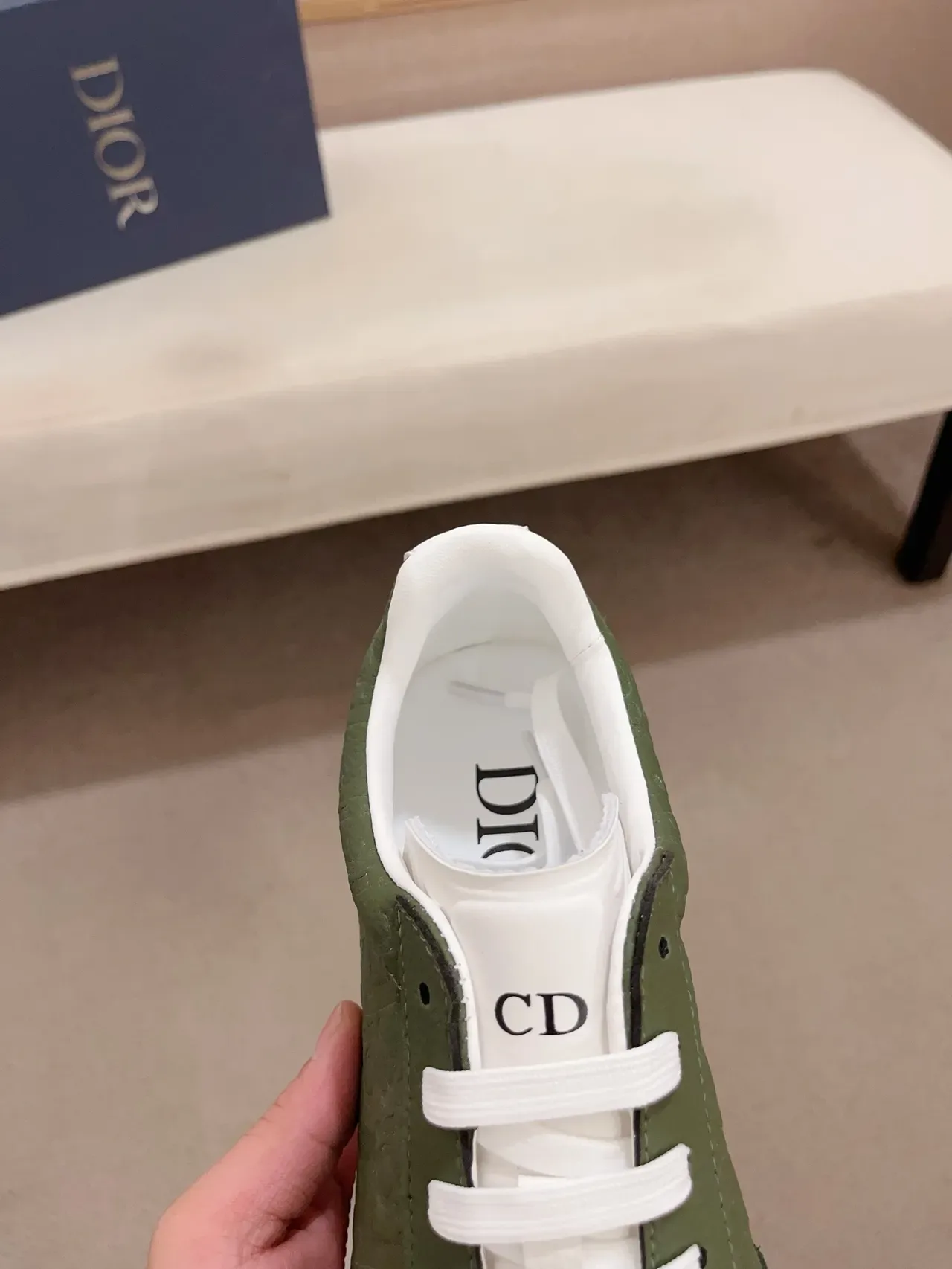 Dior B27 Olive Green Monogram Lifestyle Sneakers 4