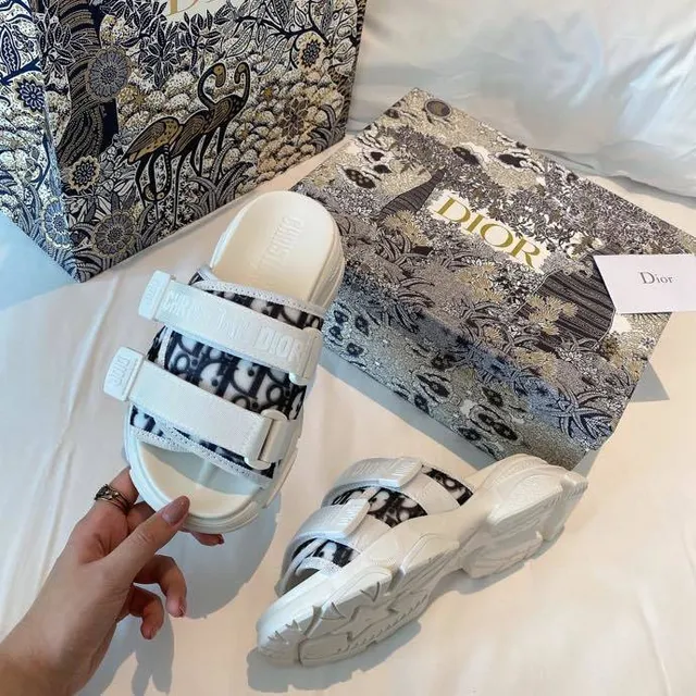 Dior B27 Slide White and Black Oblique Monogram Slippers 3