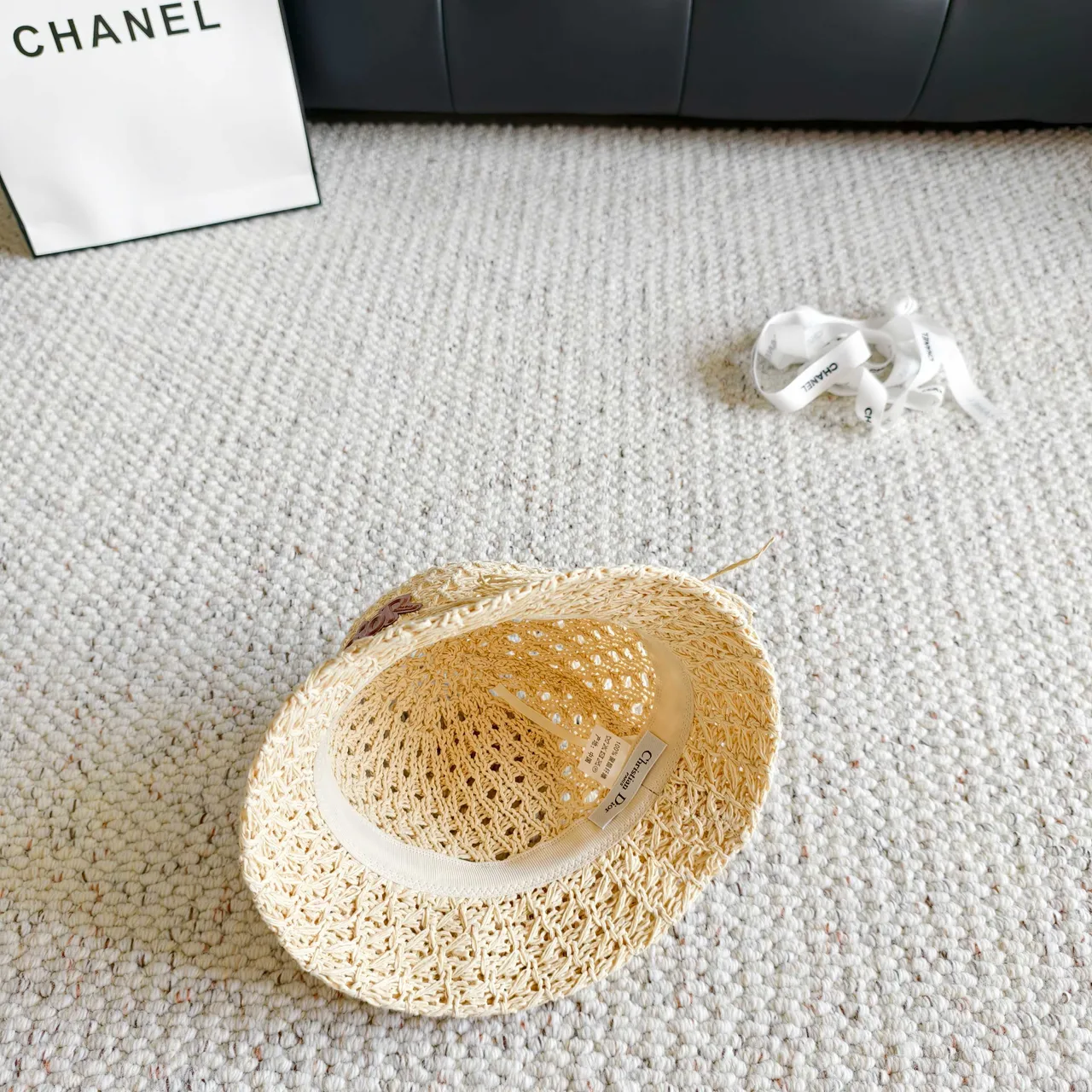 Dior Beige Brown Woven Crochet Openwork Texture Bucket Hat 11