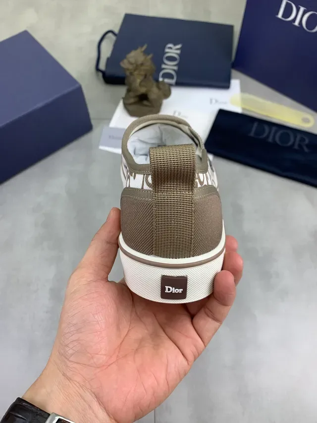 Dior Beige Blanc Monogramme Imprimé Toile Slip-On Sneakers Lifestyle 2