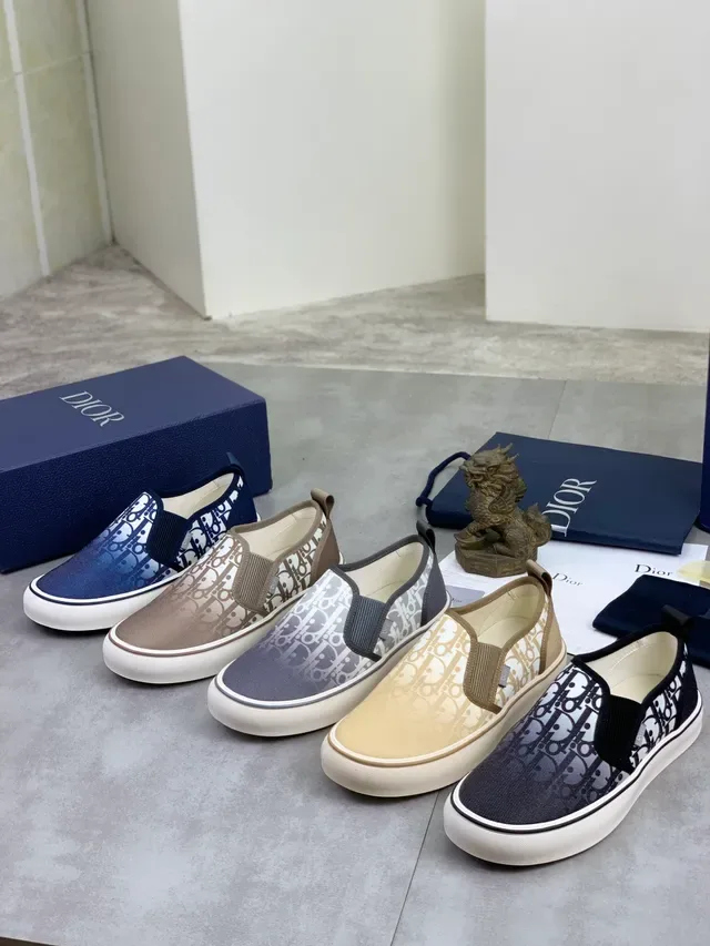 Dior Beige Blanc Monogramme Imprimé Toile Slip-On Sneakers Lifestyle 6